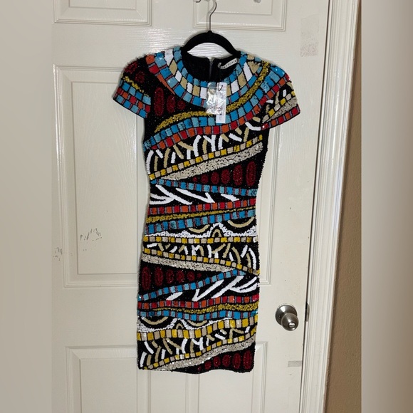 Alice + Olivia Multi Color Sequins Beaded Sz 0 Dress $895 Tracy Bendit NWT​ - Picture 7 of 8